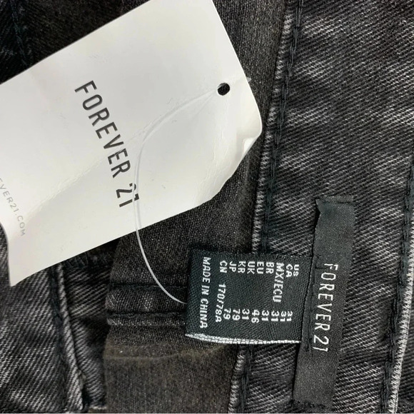 Forever 21 Black Wide Leg Jeans Woman High Rise 31  Pockets Goth Boho Western - Picture 10 of 11